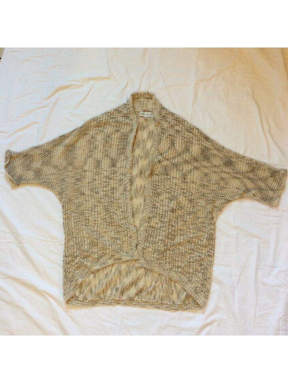 Knox Rose EUC Gray/Beige Open Cardigan - Size L